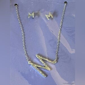 Claire’s “M” Necklace Earrings Set